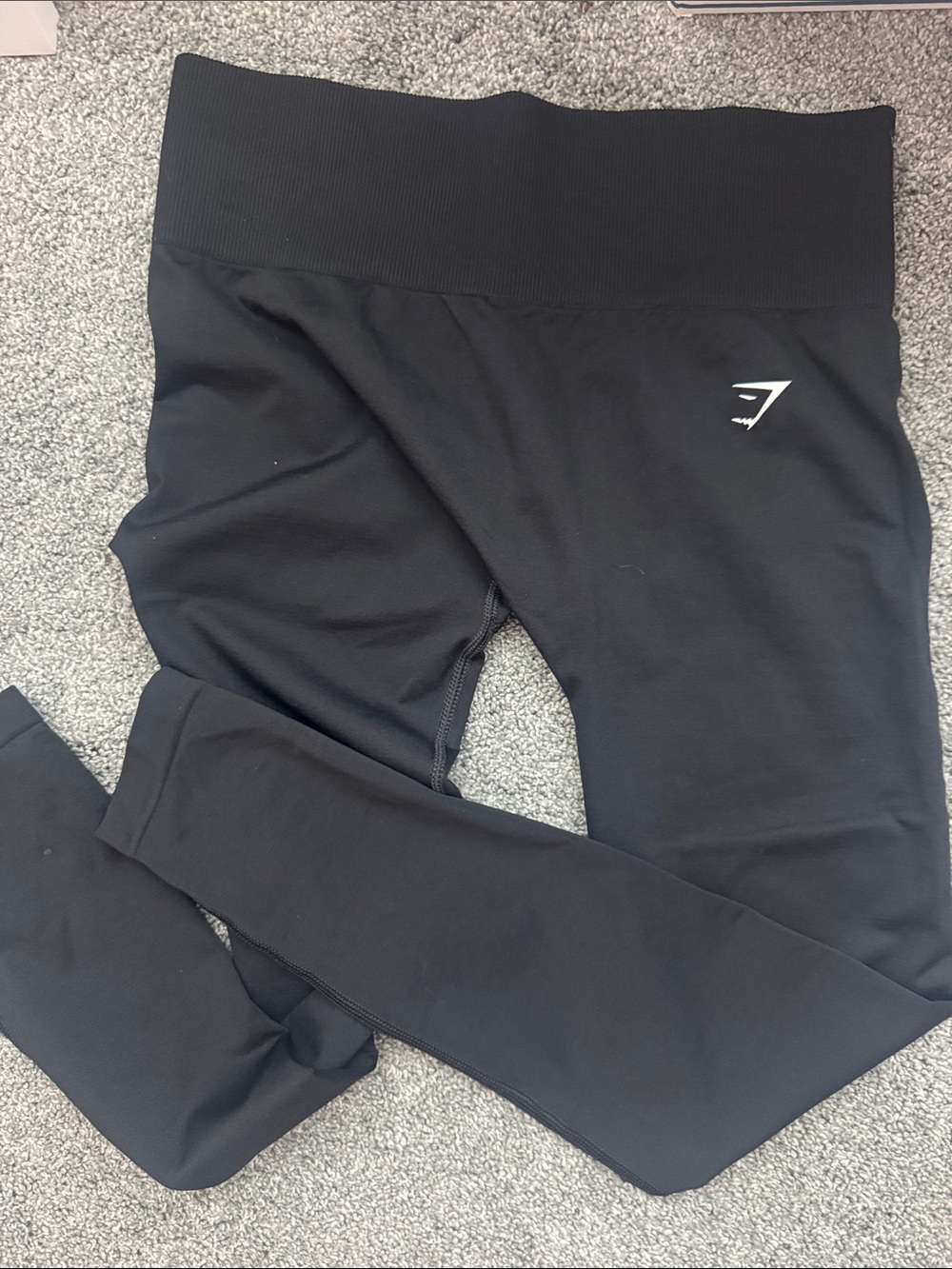 Gymshark Black High-Waist Seamless Leggings with Logo 34” waist to ankle
